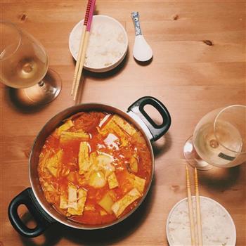 冬日料理 泡菜五花肉豆腐汤 配白米饭的做法图解9