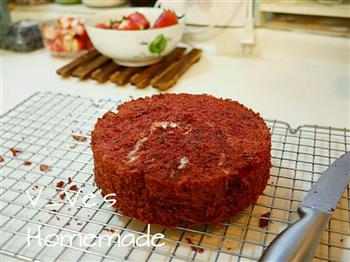 红丝绒裸蛋糕-6寸戚风蛋糕胚的做法图解8
