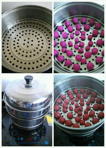 蒸着吃的水果汤圆-葡萄形的火龙果汤圆的做法步骤5