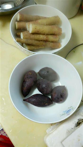 奶香紫薯山药糕的做法步骤1
