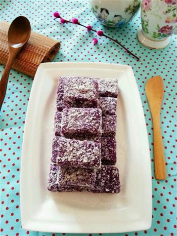 坚果椰茸紫薯糕的做法步骤3