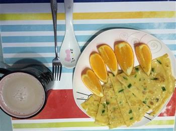 香葱鸡蛋饼&核桃木耳红枣豆浆的做法步骤5