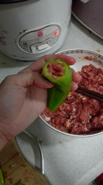 超下饭的尖椒盒/虎皮青椒酿肉的做法步骤3