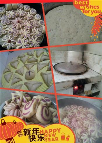 紫薯蝴蝶花式馒头的做法步骤2
