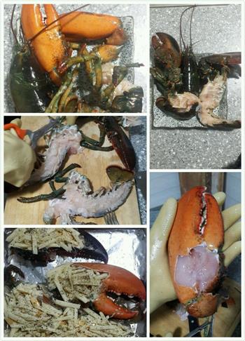 蒜蓉芝士胡椒焗龙虾+培根苹果沙拉的做法步骤1