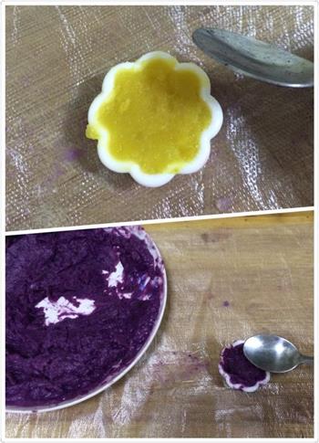 桂花蜜汁山药红薯紫薯糕的做法步骤4