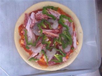 超简单培根鲜虾披萨的做法图解3