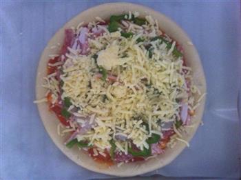 超简单培根鲜虾披萨的做法步骤4