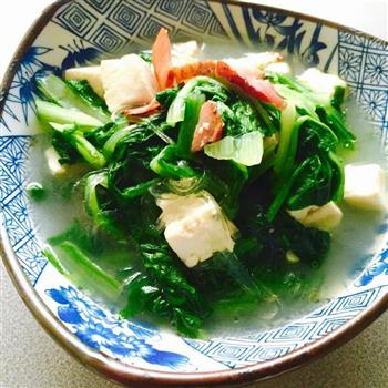 腊肉香的小白菜炖豆腐的做法步骤3
