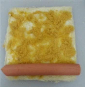营养早餐-肉松火腿肠土司卷的做法图解4