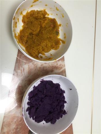 低脂版南瓜紫薯豆馅发糕的做法图解3