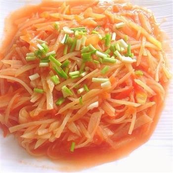 减脂食谱-西红柿炒土豆丝的做法步骤2