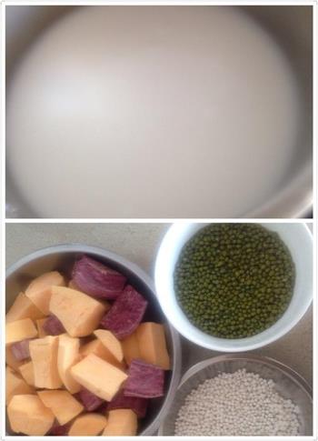 椰奶番薯绿豆汤的做法图解1