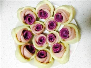 渐变紫薯牛奶玫瑰花馒头的做法步骤12