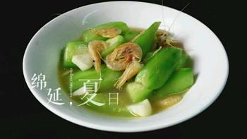 本地丝瓜炒天然野生白米虾干的做法步骤4