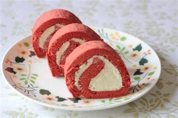 柔润红丝绒蛋糕卷的做法步骤12
