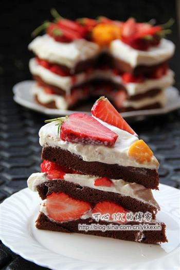 巧克力草莓裸蛋糕的做法步骤5