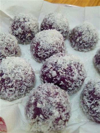 椰香紫薯糯米糍甜品的做法图解5