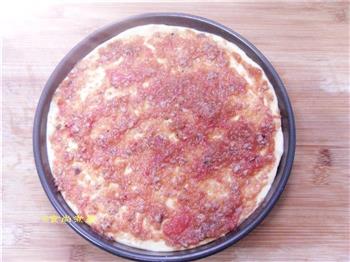 番茄鸡肉肠厚底披萨的做法图解11