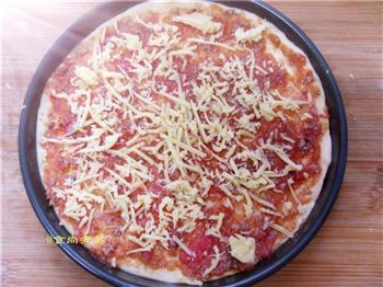 番茄鸡肉肠厚底披萨的做法步骤12