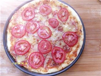 番茄鸡肉肠厚底披萨的做法图解15