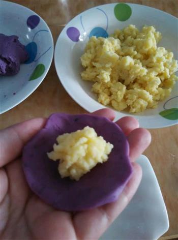 奶黄馅的紫薯糯米糍的做法步骤3