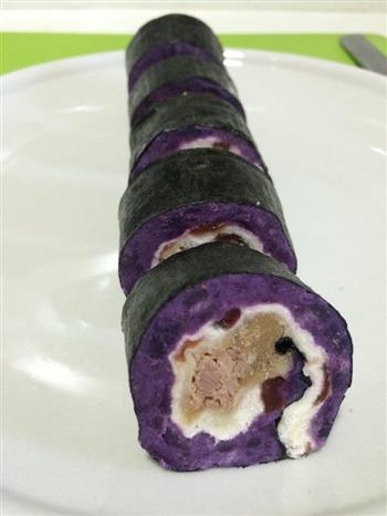 快手早餐—金枪鱼紫薯肉松卷的做法步骤7