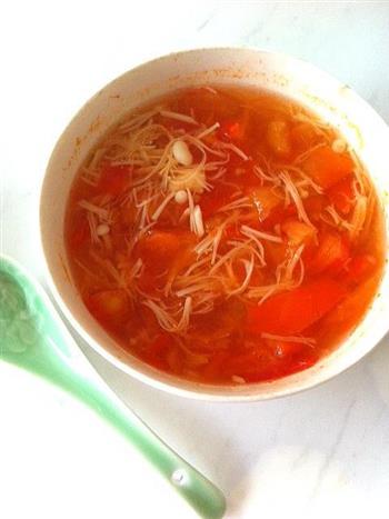 番茄金针菇汤的做法步骤3