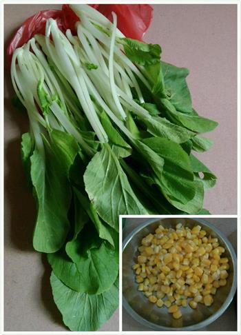 玉米青菜肉丸子的做法步骤1