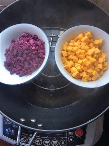 婴儿辅食-南瓜紫薯泥米粉的做法图解1