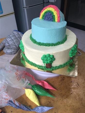 儿童双层彩虹生日蛋糕的做法图解21