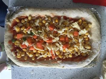 培根玉米方披萨的做法步骤5