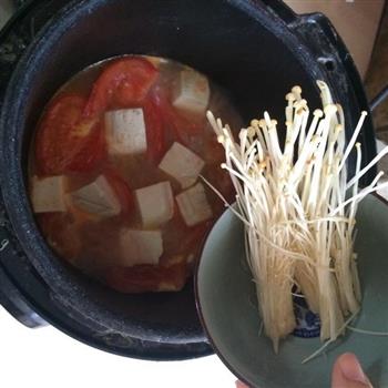 番茄金针菇豆腐汤的做法图解5