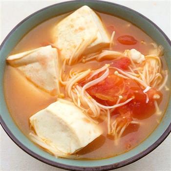 番茄金针菇豆腐汤的做法图解7
