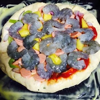 芝士大虾pizza的做法图解2
