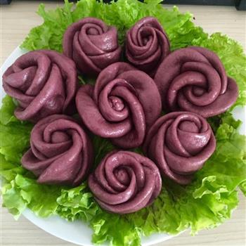 紫薯玫瑰花卷的做法步骤14