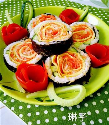 琳子的玫瑰花语寿司的做法步骤12
