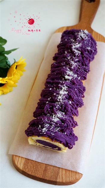 紫薯戚风蛋糕卷的做法步骤24