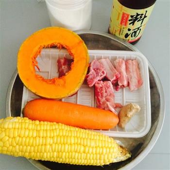玉米南瓜排骨汤 高压锅版的做法图解1