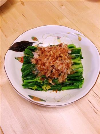 日式小菜柴鱼片拌油菜花的做法图解9