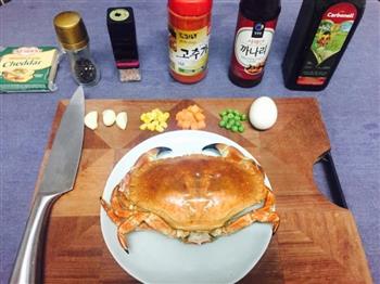 芝士焗面包蟹配韩式蟹肉饼的做法图解1
