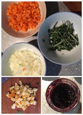 烤鹿肉佐以蓝莓酱汁配煎蔬菜的做法步骤3