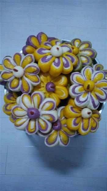 紫薯、南瓜多种疏菜花样花卷的做法步骤37