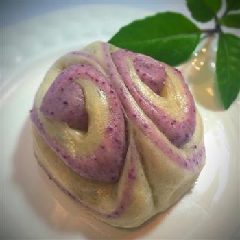 自制紫薯粉做的紫薯蝴蝶花卷的做法步骤22