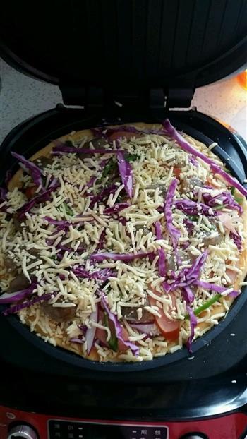紫甘蓝虾仁披萨的做法步骤12