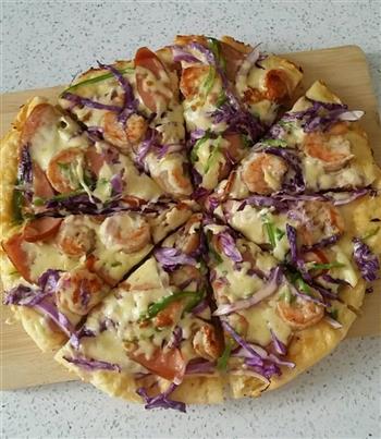 紫甘蓝虾仁披萨的做法步骤16