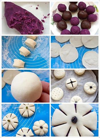 豆沙紫薯包的做法步骤2