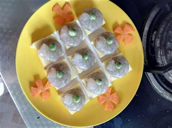 鸡蛋豆腐酿虾球的做法步骤4