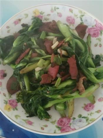 油菜苔炒腊肉的做法步骤9