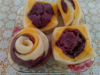 南瓜紫薯开花馒头的做法步骤7